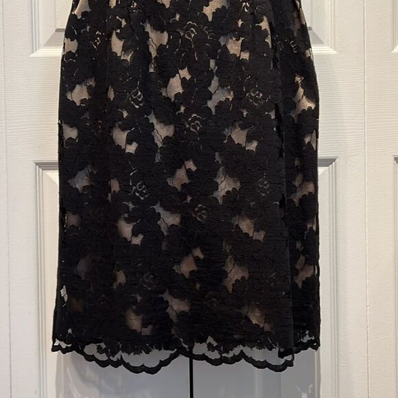 Joseph Ribkoff Black/Gold Lace‎ Sleeveless Moire Waist Midi Dress Size 10 - Picture 5 of 16
